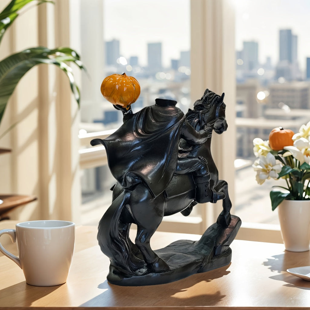 Trendbay Black Resin Headless Knight Holding Pumpkin Ornament