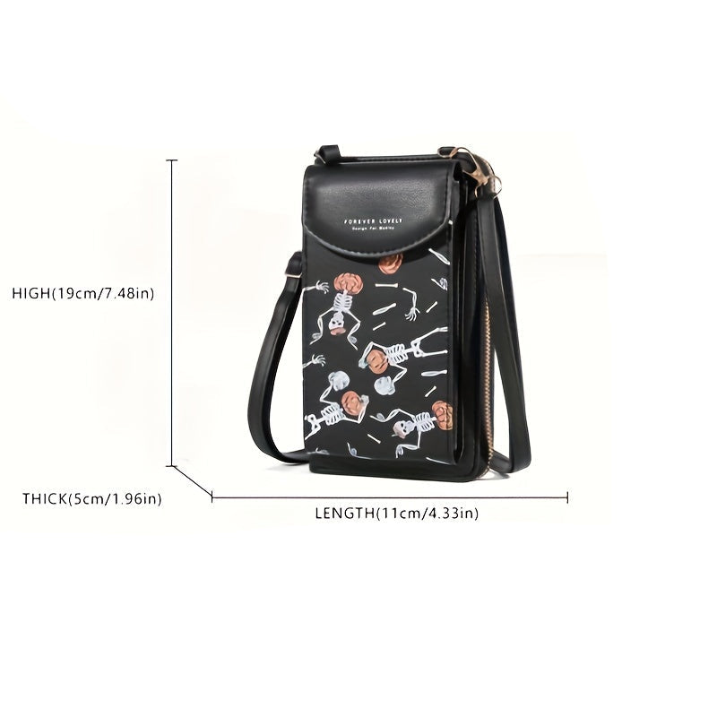 Trendbay Ghost Skull Pattern Crossbody Bag – Gothic Zipper