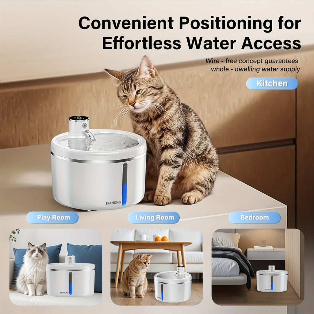 Trendbay Wireless Pet Water Fountain – 3L Smart Auto Dispenser with Motion Sensor