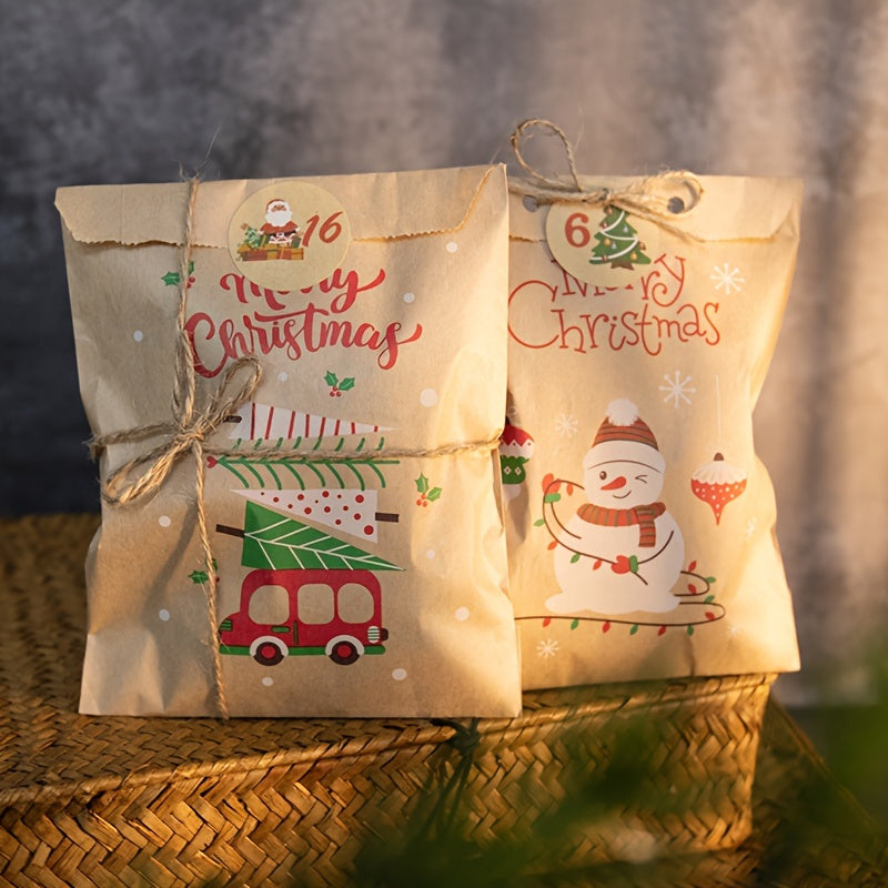 Trendbay Christmas Kraft Paper Gift Bags with Snowflake Stickers