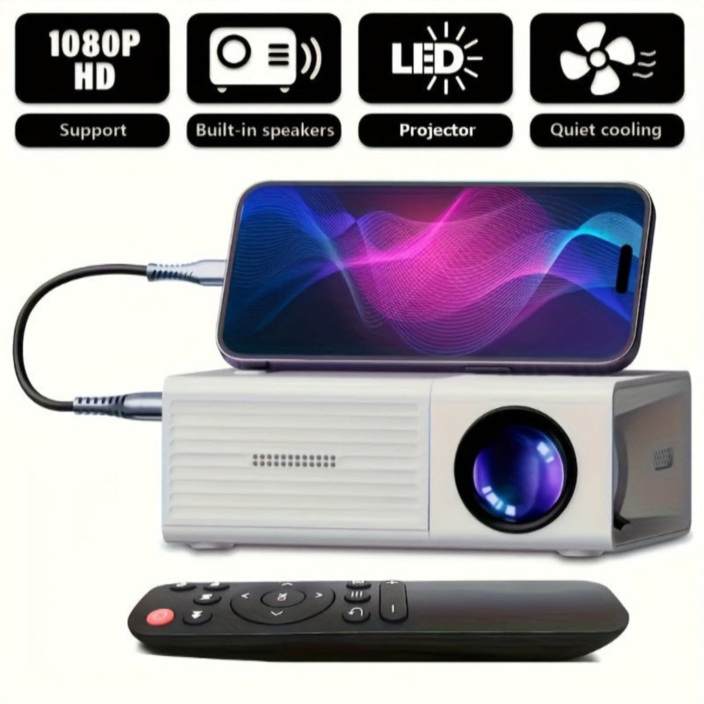 Trendbay Mini Portable Projector Full HD 1080P – Smart Home Theater with Built-in Speaker