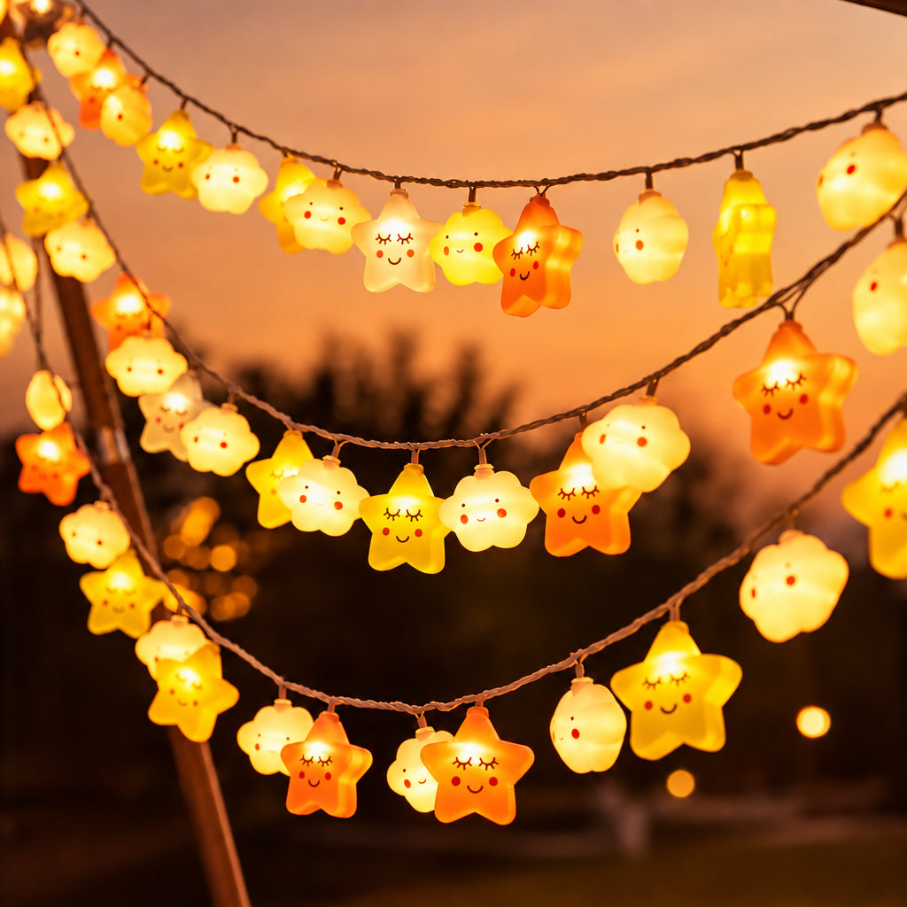 Trendbay Cloud & Star String Lights Battery-Powered 200CM