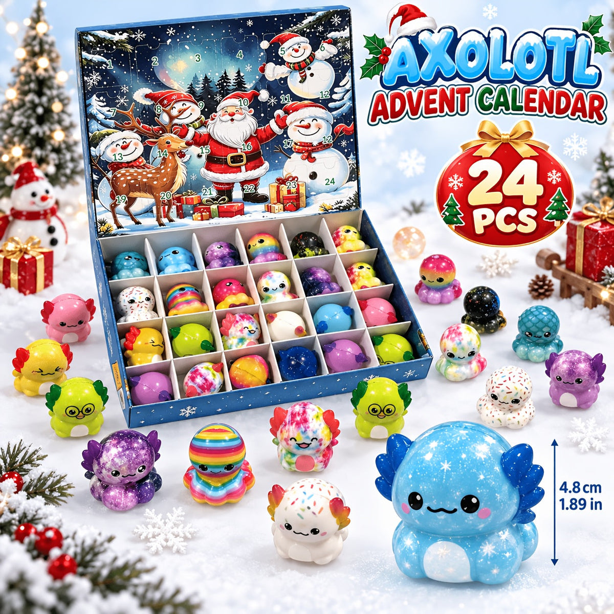Trendbay 24-Piece Christmas Salamander & Octopus Slow-Rising Toy Set
