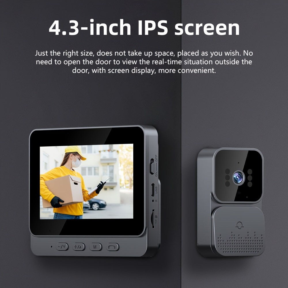 Trendbay Video Doorbell Camera – 4.3" HD Screen with Night Vision & Two-Way Audio