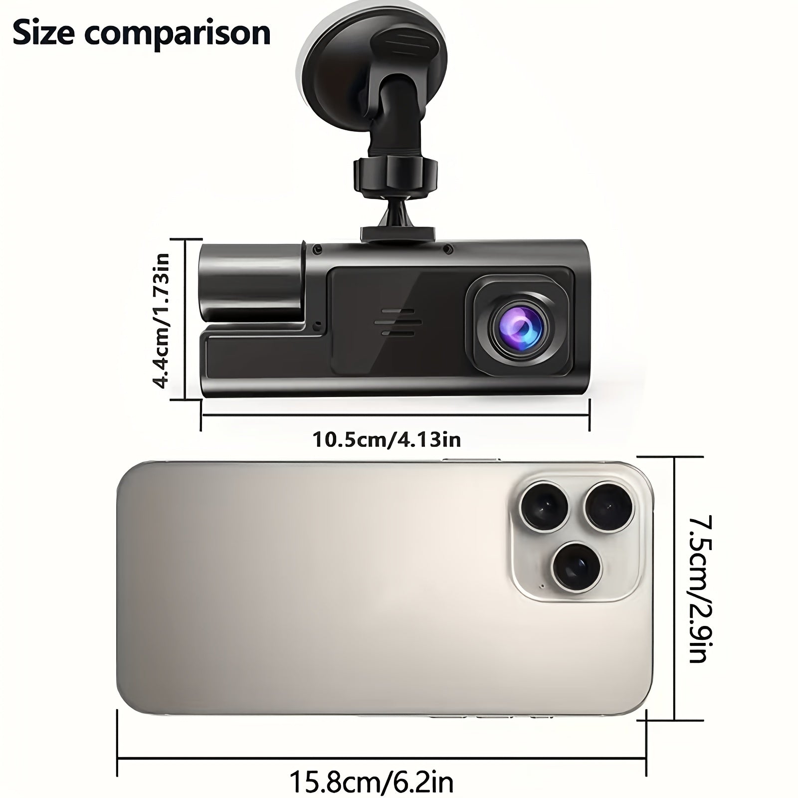 Trendbay Dual Lens Dash Cam with Night Vision