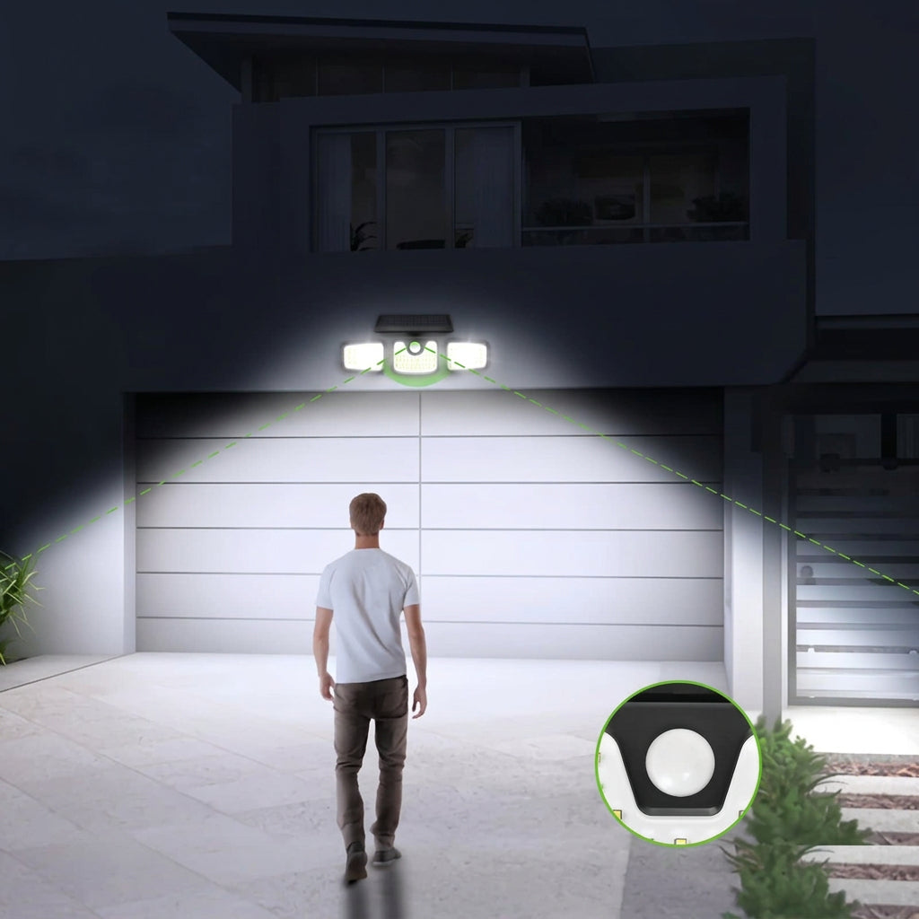 Trendbay 1pc 74-LED Solar Motion Sensor Wall Light 3-Level
