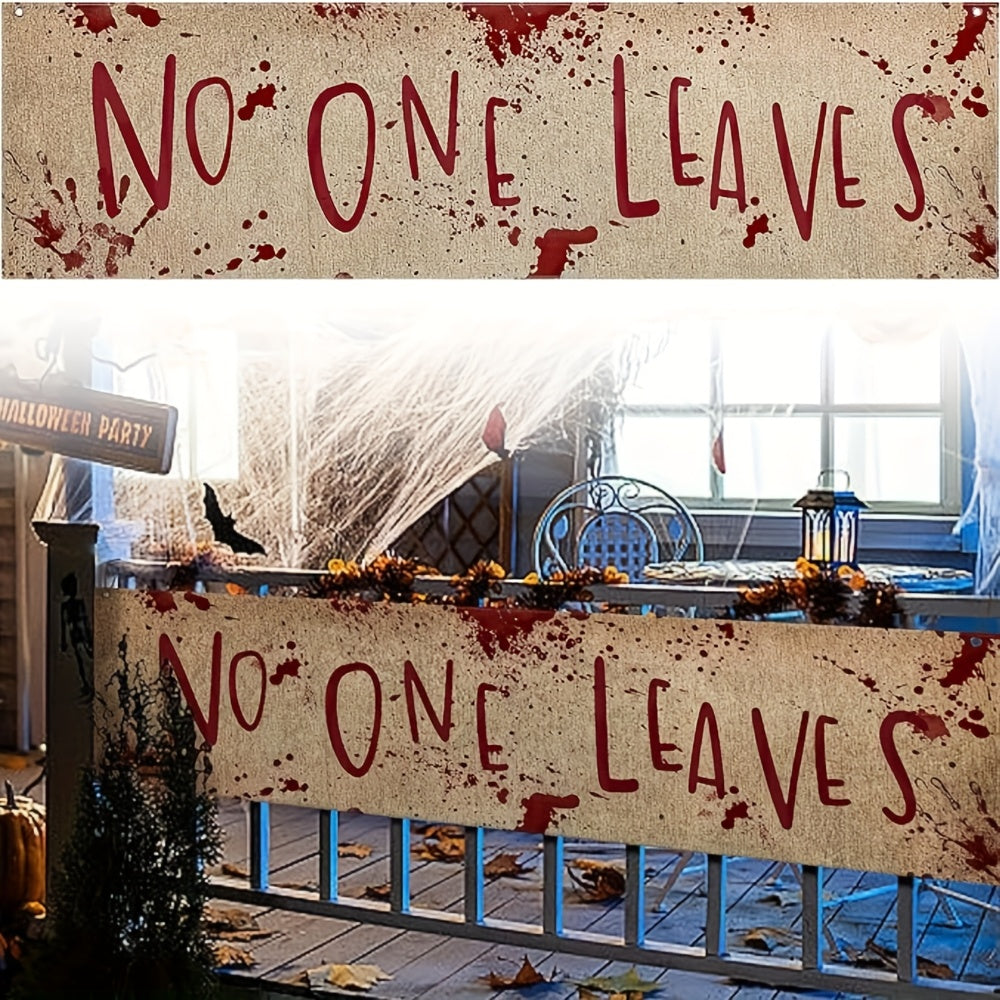 Trendbay 2D Flat Halloween Bloody Banner “No One Leaves” Burlap