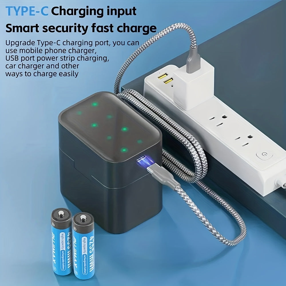 Trendbay 8PCS AA Rechargeable Lithium Batteries with Charging Box