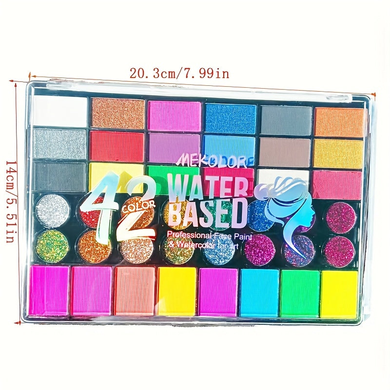 Trendbay 42-Color Water-Based Face Paint Set with Glitte