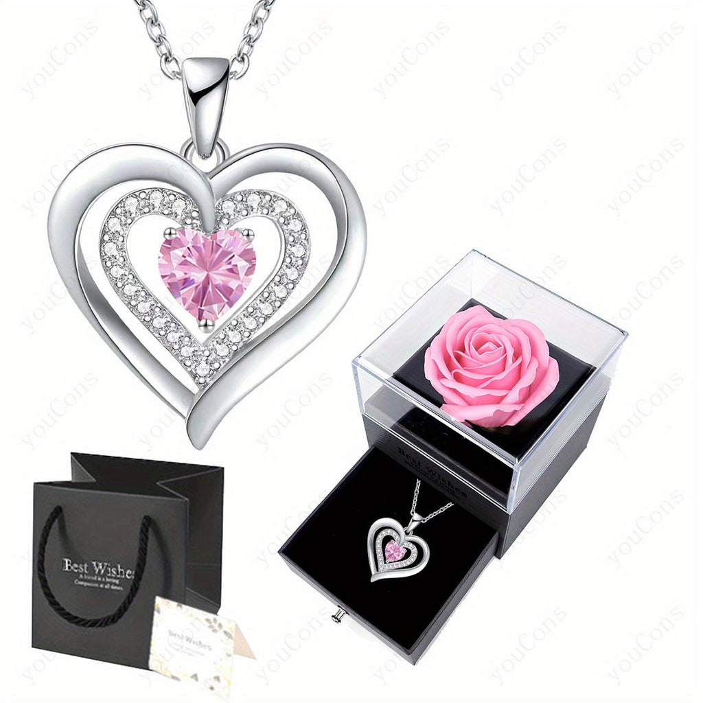 Trendbay October Birthstone Heart Pendant Necklace Gift Set