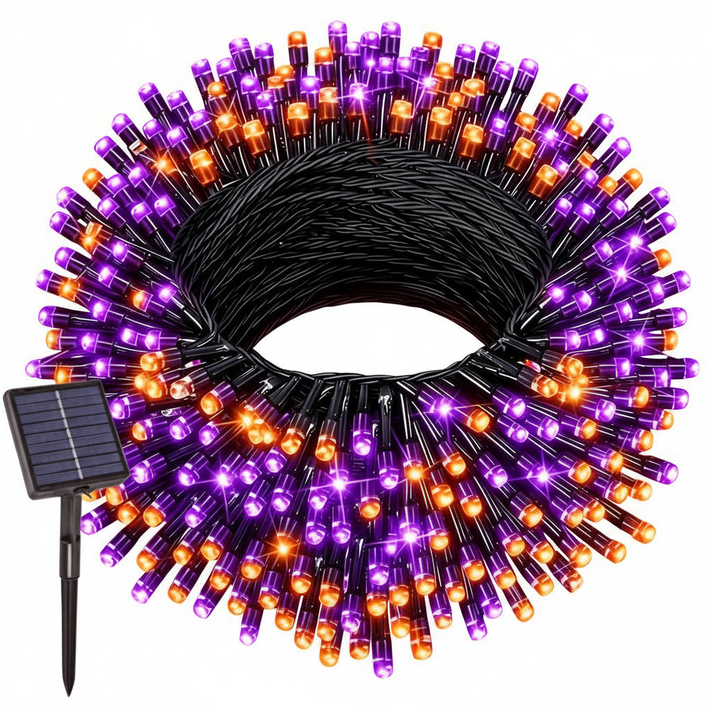 Trendbay 12M 100-LED Halloween Solar Fairy Lights – Purple & Orange