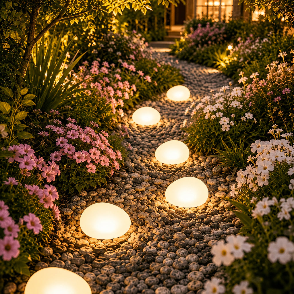 Trendbay 4-LED Solar Pebble Garden Warm Light