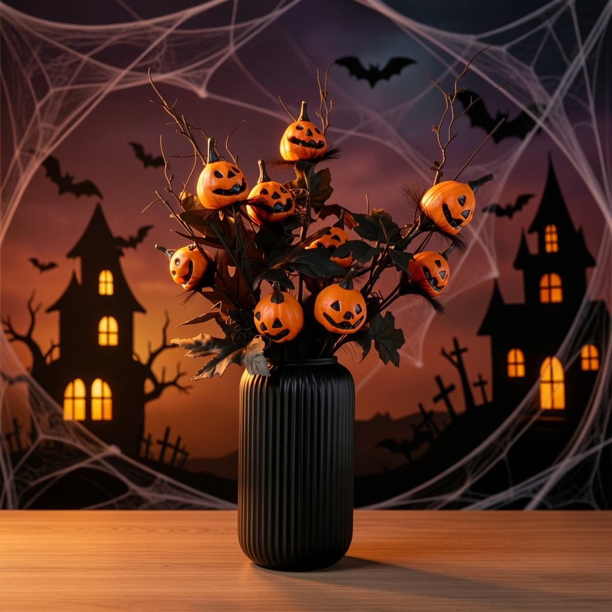 Trendbay 47CM Artificial Pumpkin Bouquet – 3-Pumpkin