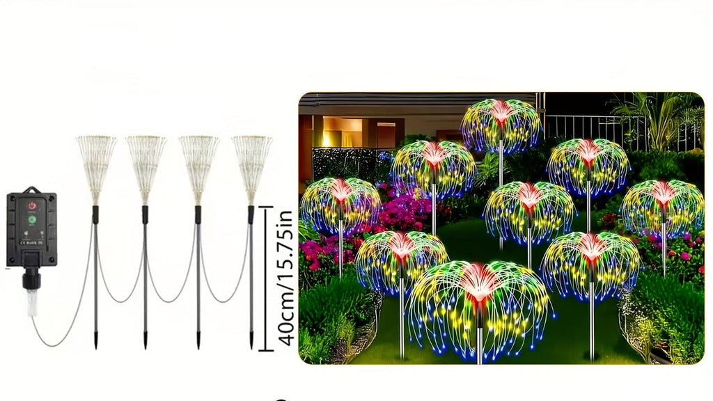 Trendbay 4Pack Solar Firework String Lights 360 Colorful LEDs