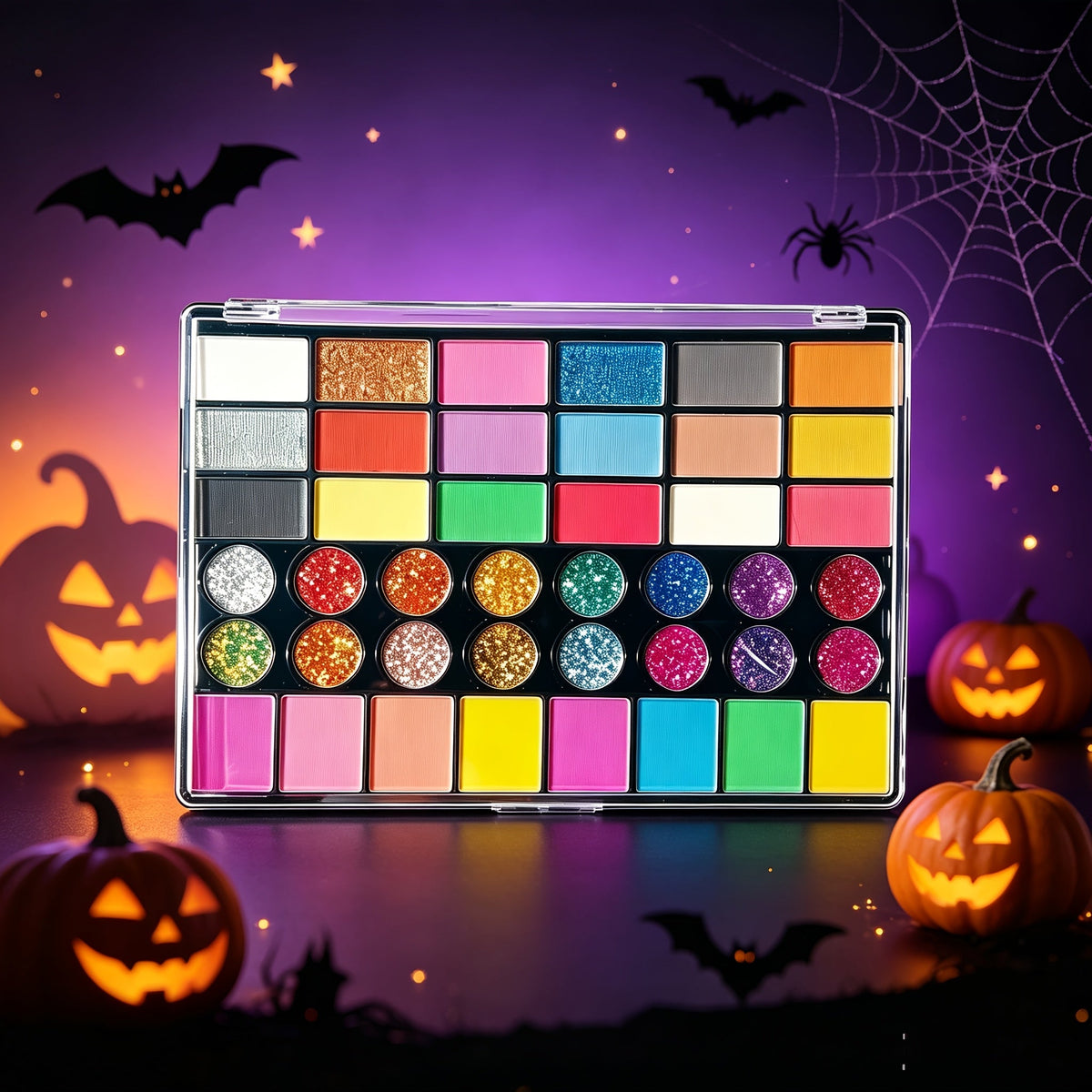 Trendbay 42-Color Water-Based Face Paint Set with Glitte