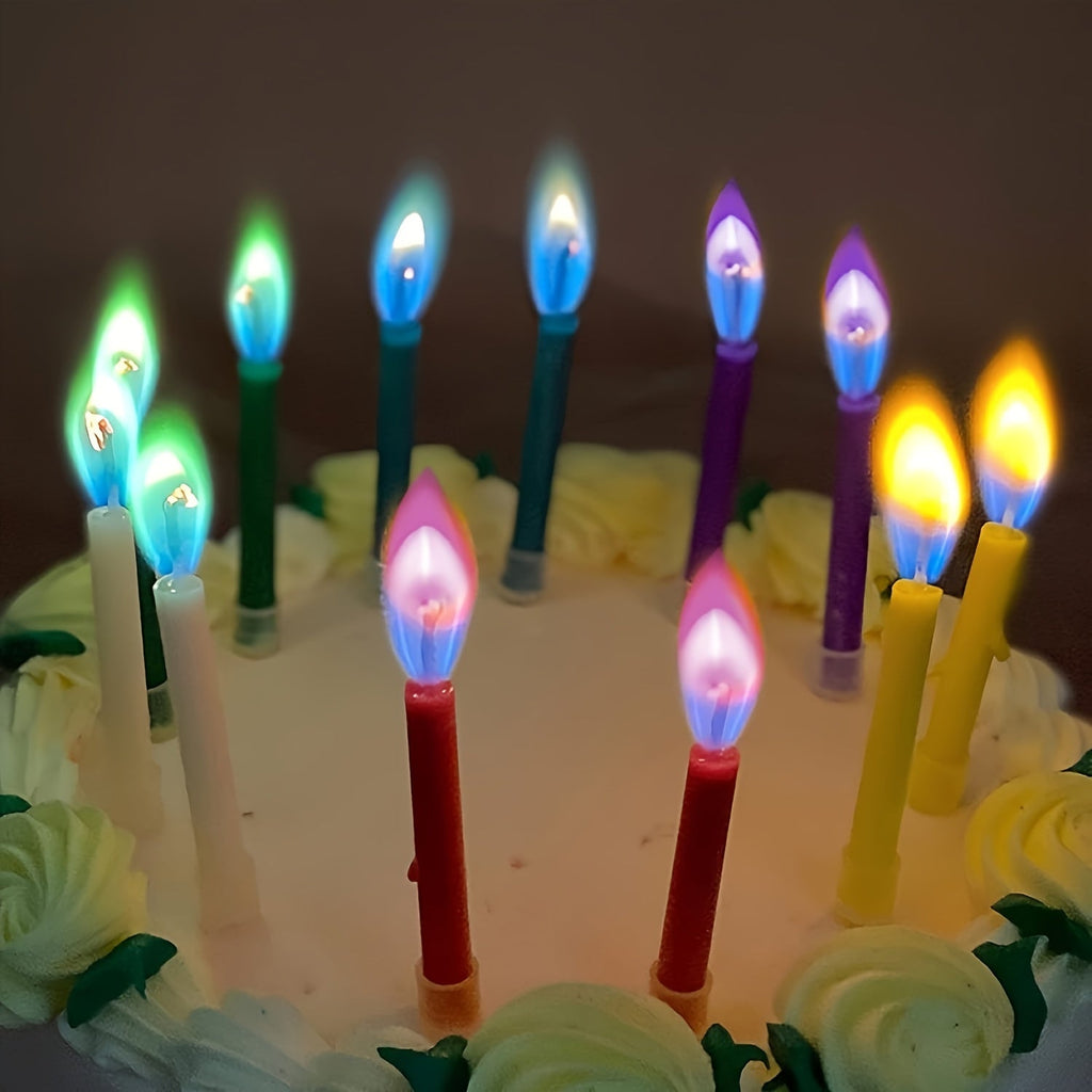 Trendbay 12pcs Colorful Flame Decorative Birthday Cake Candles