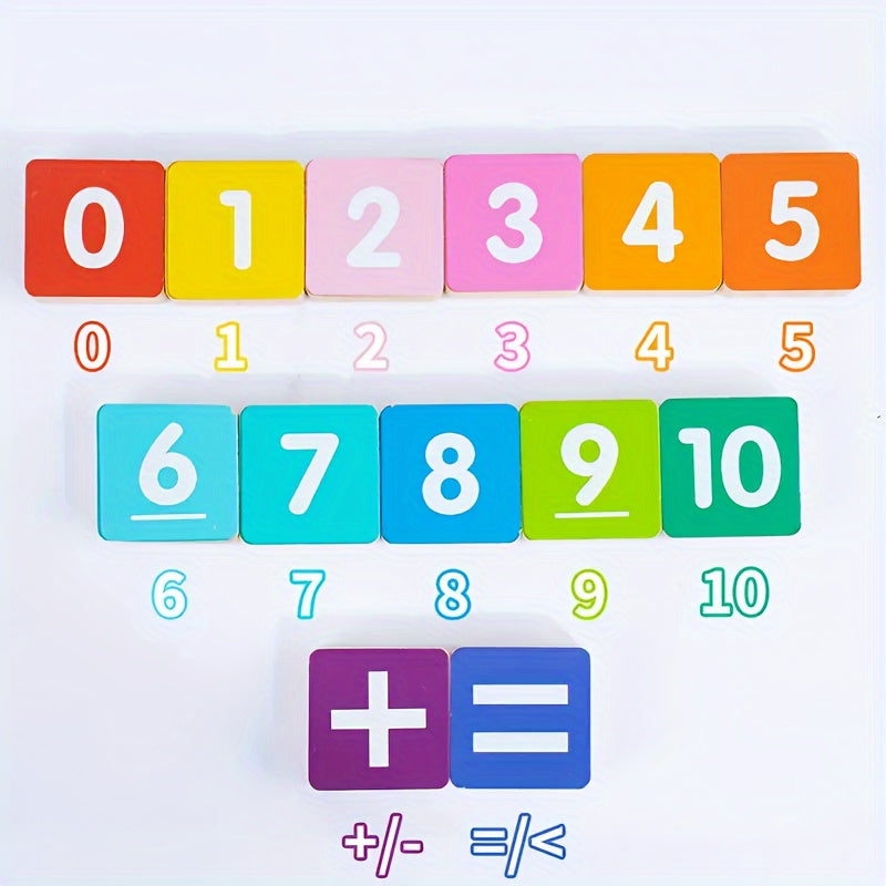 Trendbay Wooden Counting Board with Number Blocks and Math Cards