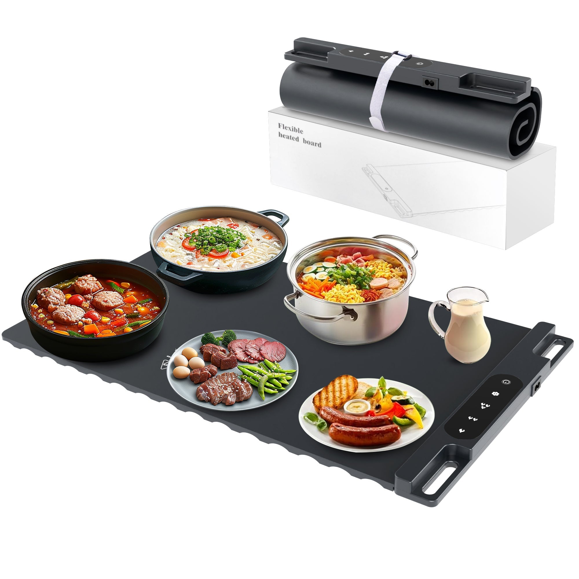 Trendbay Electric Food Warming Mat – 65×39cm Rollable Silicone Heat Tray (3 Temp Levels)