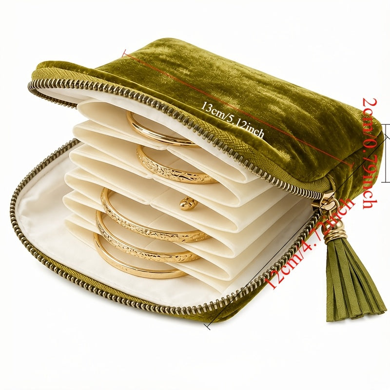 Trendbay Peacock Blue Velvet Travel Pouch Portable Zippered