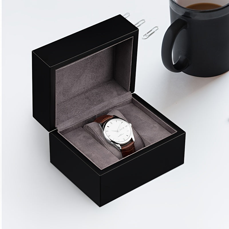 Trendbay Wooden Single Watch Storage Box – Flip-Top Display Case with Soft Fabric Interior