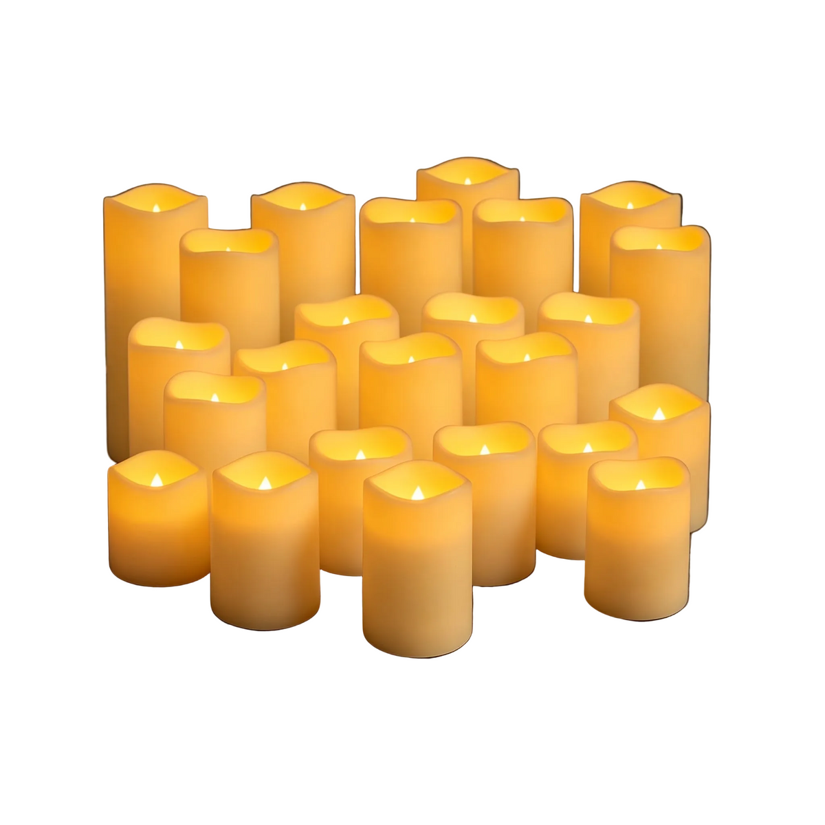 Trendbay 24Pack 3sizes Flameless LED Pillar Candles Battery-Powered