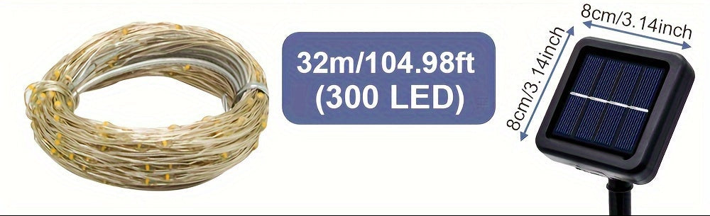 Trendbay 31.97M 300LED Purple Solar String Lights 8 Mode