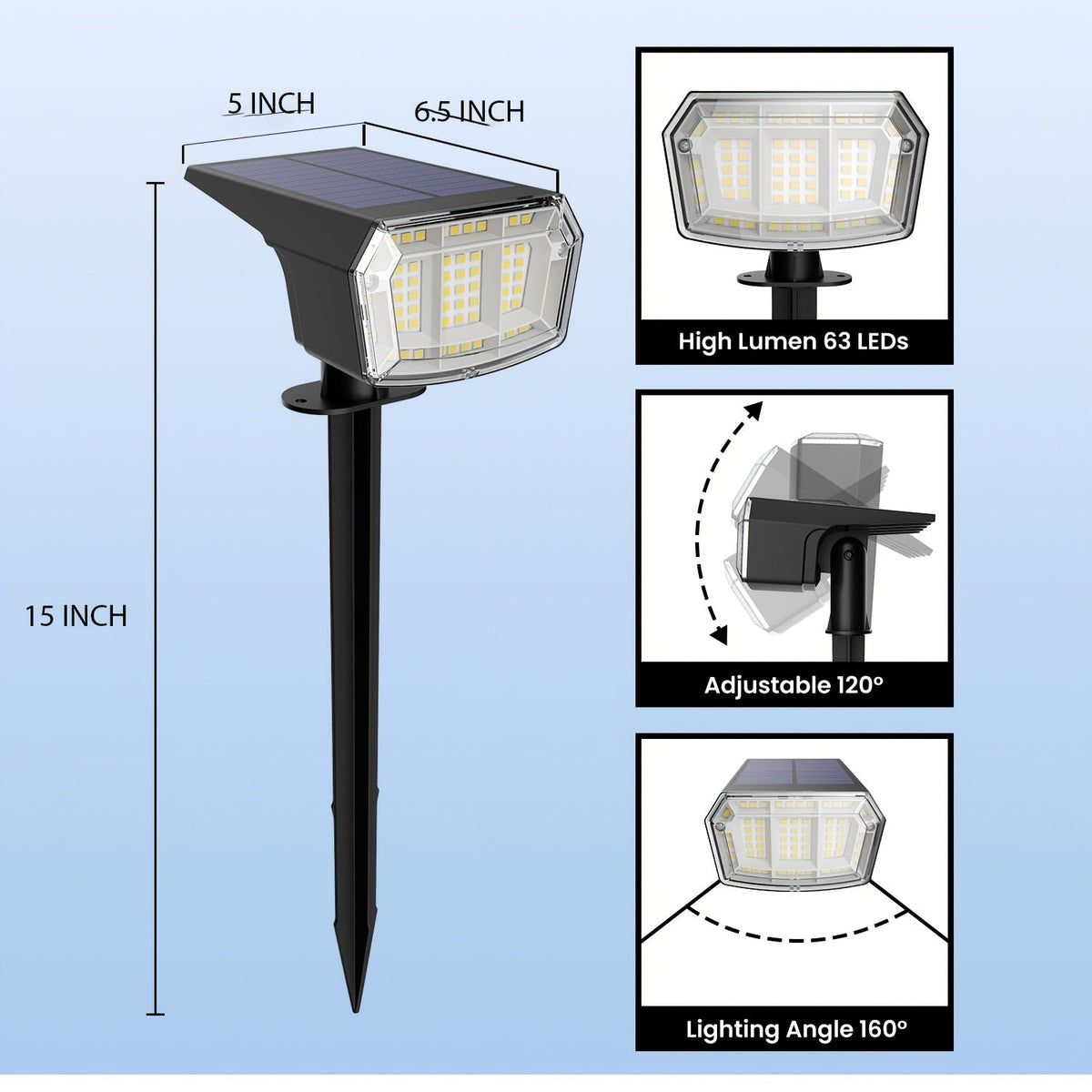 Trendbay 4Pack 63-LED Outdoor Solar Landscape Spotlights Warm White