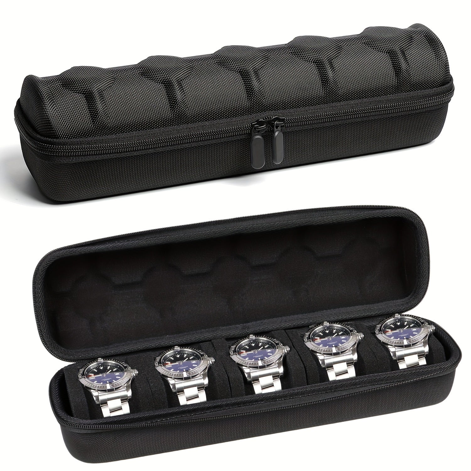 Trendbay 5-Slot Hard Shell Watch Travel Case – Portable Watch Organizer with Soft Cushions & Carry Handle