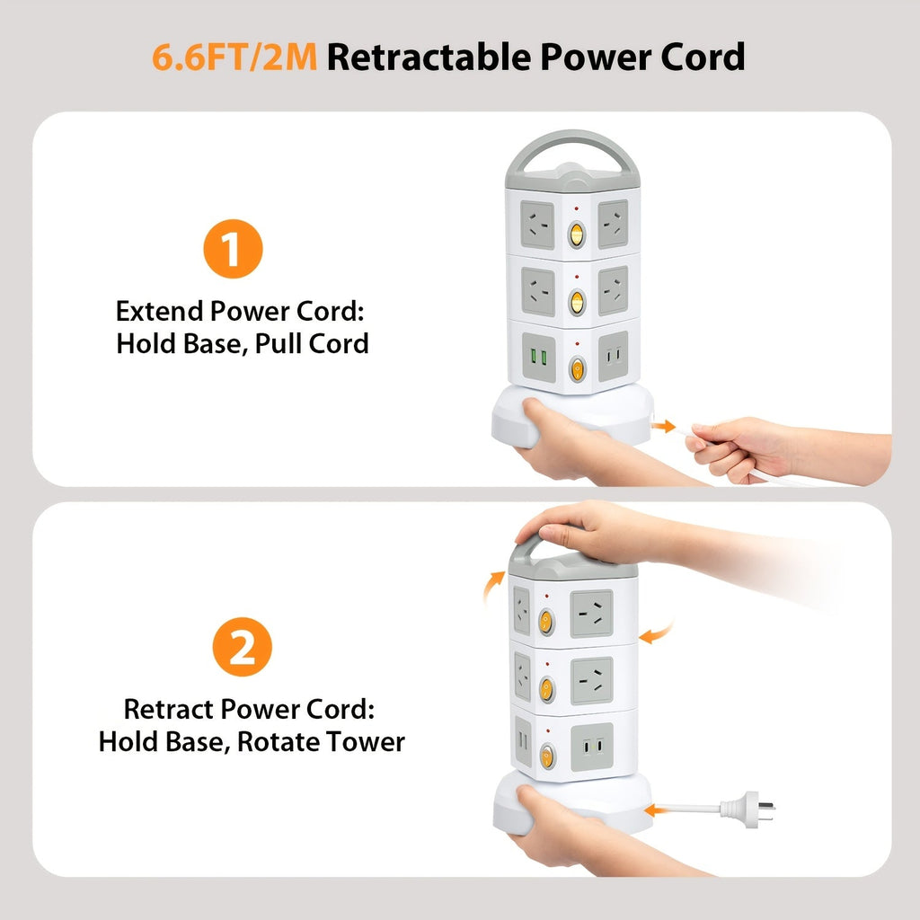 Trendbay 14-in-1 Power Tower Surge Protector USB-C