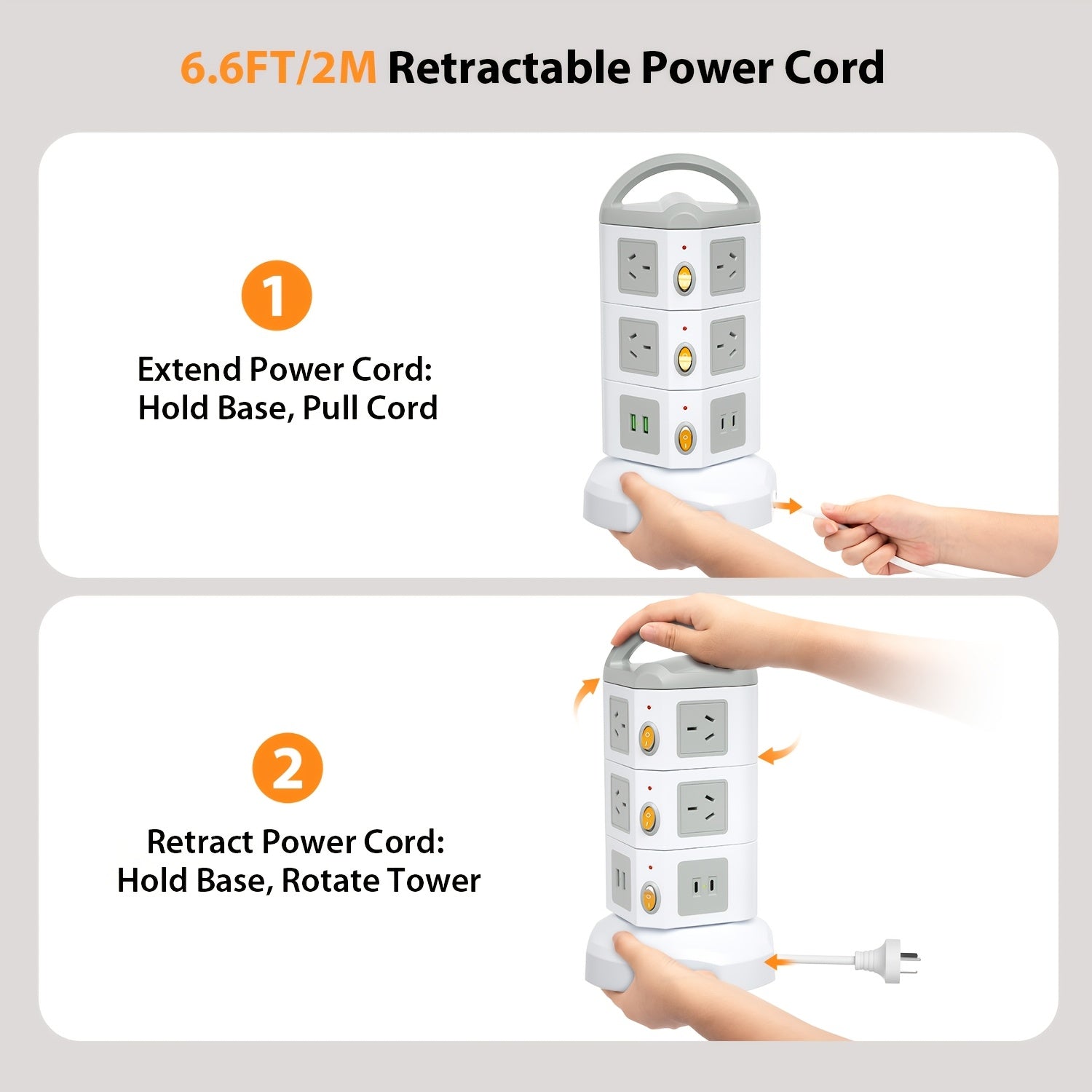 Trendbay 14-in-1 Power Tower Surge Protector USB-C