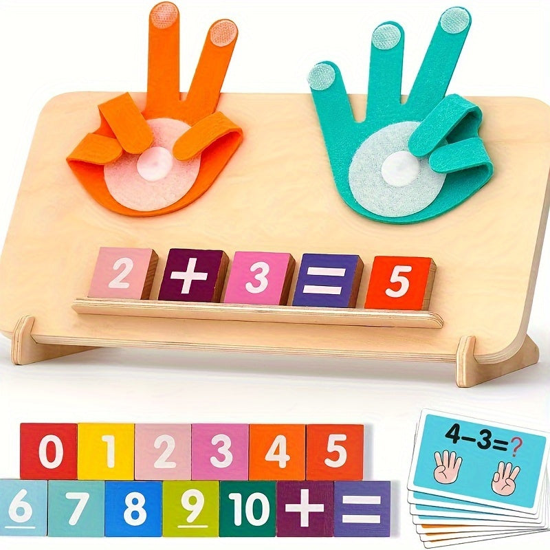 Trendbay Wooden Counting Board with Number Blocks and Math Cards
