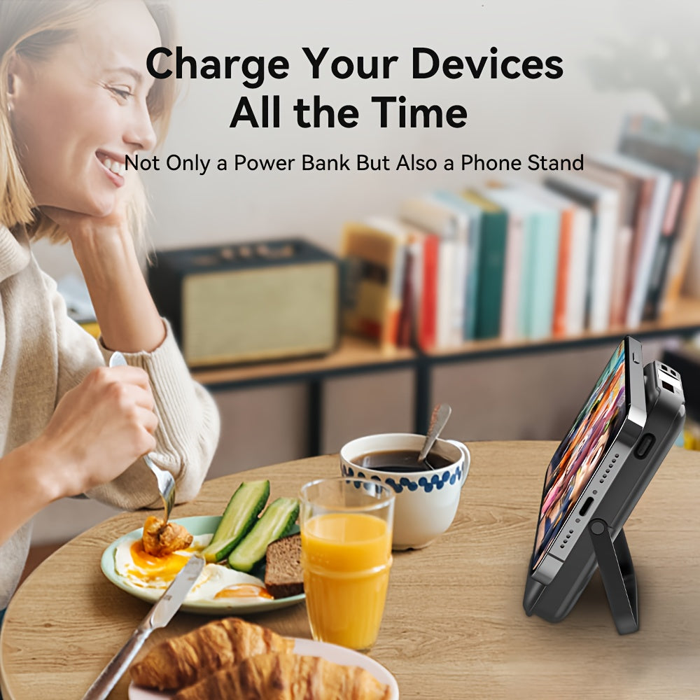 Trendbay 3-in-1 Magnetic Wireless Power Bank – 20000mAh Portable Charger with Stand & Digital Display (Black)