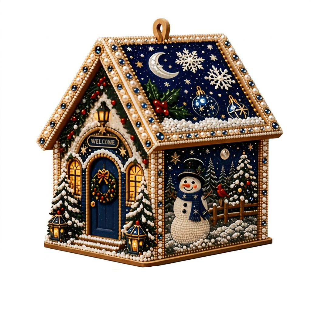 Trendbay Wooden Christmas Snowman Wreath Diamond Painting Craft Pearl Bead