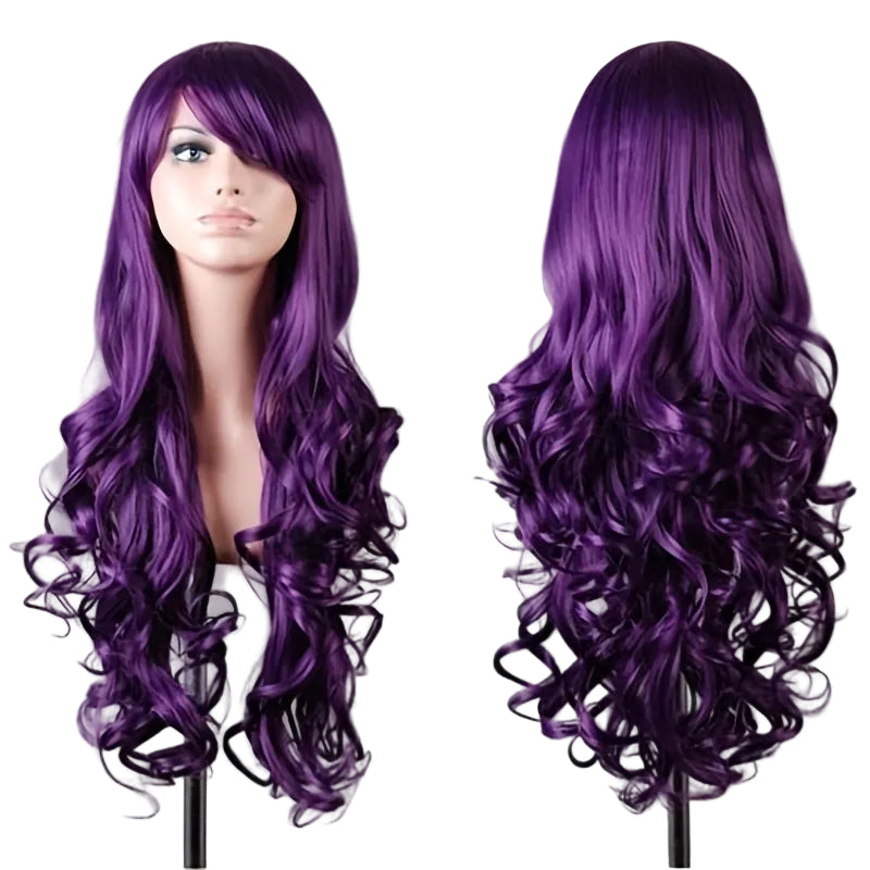 Trendbay 80CM Purple Long Curly Cosplay Wig Adjustable Net Cap