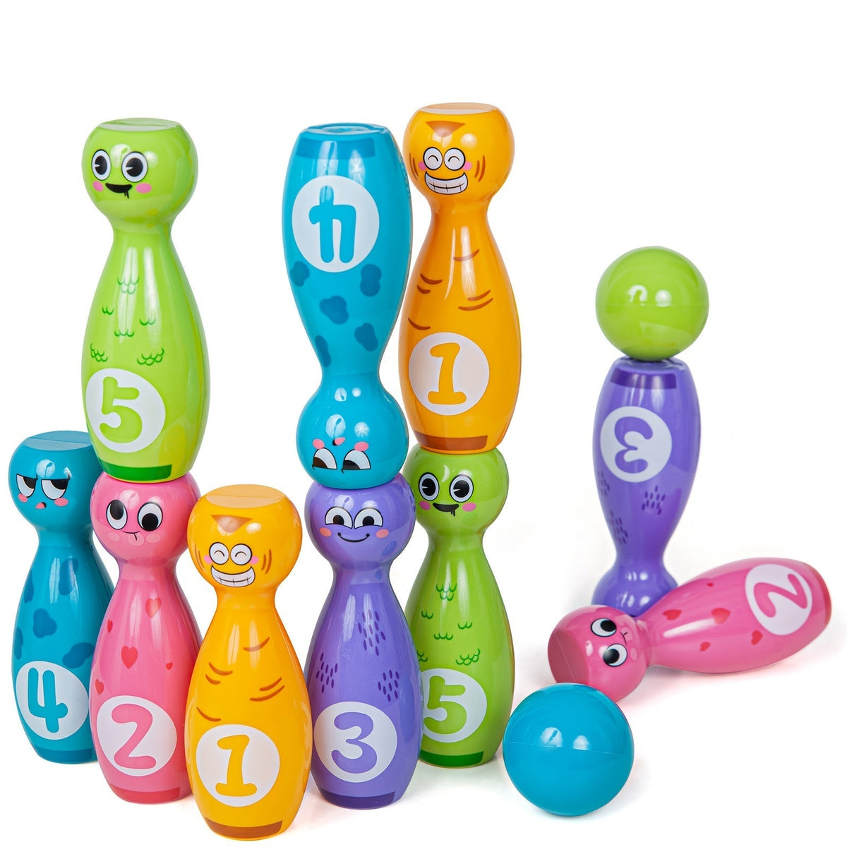 Trendbay 10-Pin Cartoon Bowling Toy Set with 2 Balls Mini Indoor