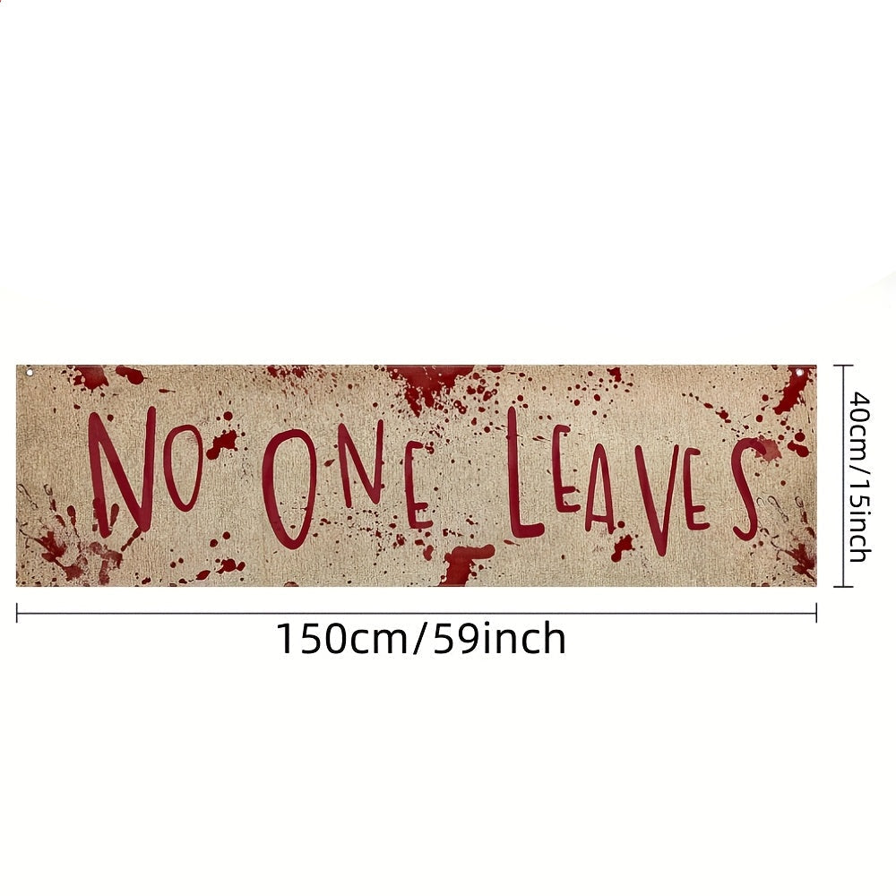 Trendbay 2D Flat Halloween Bloody Banner “No One Leaves” Burlap