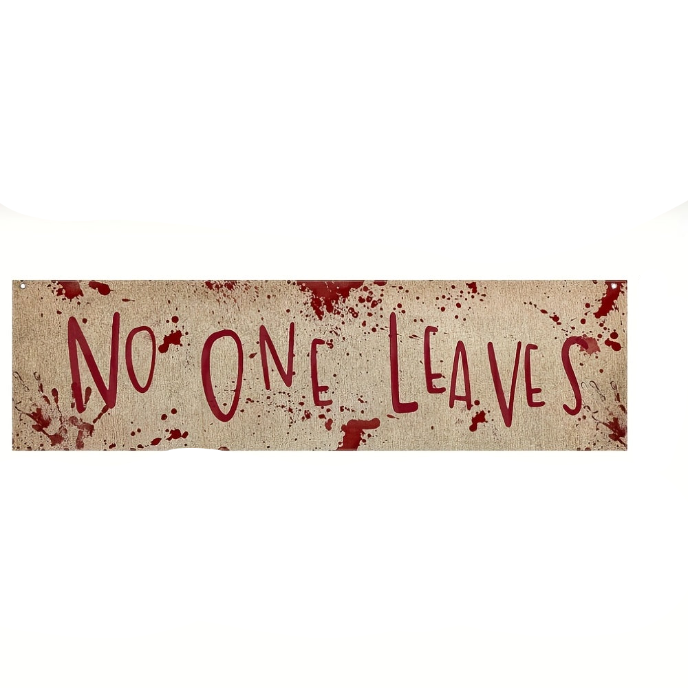 Trendbay 2D Flat Halloween Bloody Banner “No One Leaves” Burlap