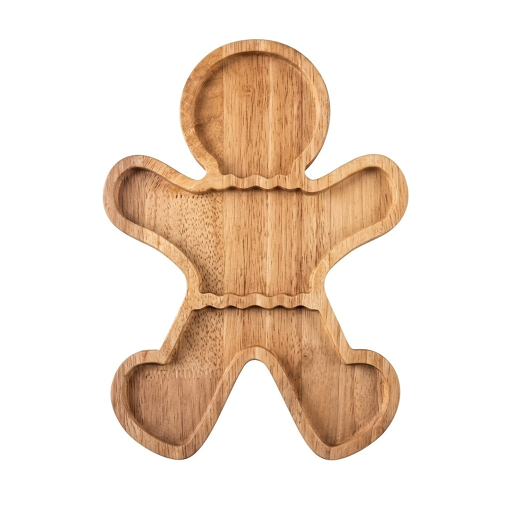 Trendbay Gingerbread-Shaped Wooden Divided Tray
