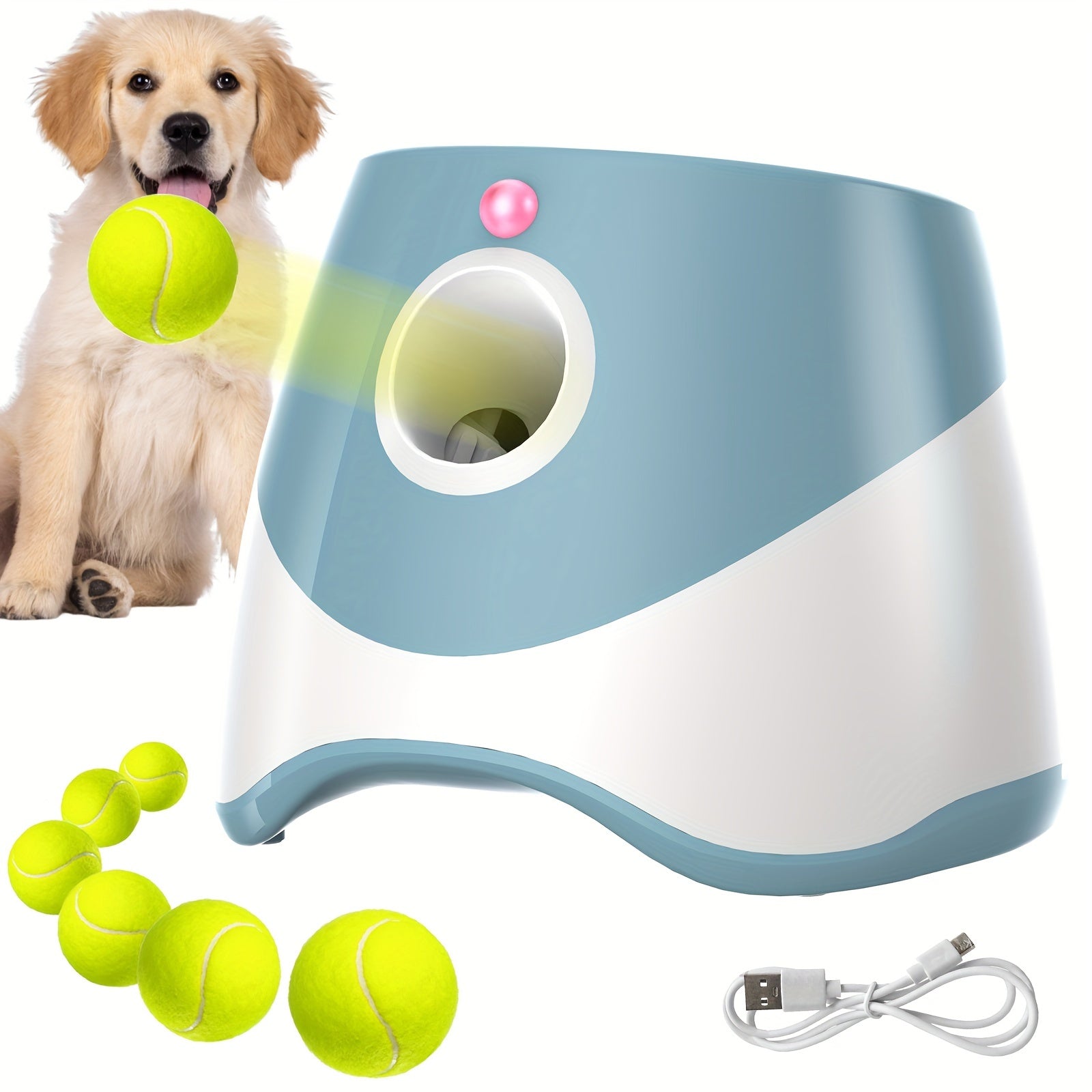 Trendbay Automatic Dog Ball Launcher – Rechargeable Pet Toy with 3 Distance Settings