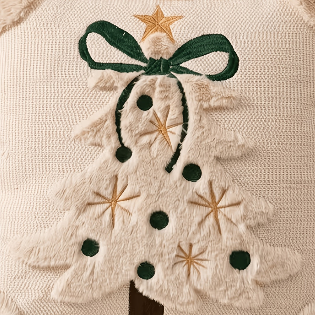 Trendbay Christmas Tree Cushion Cover Set of 2 Plush Bow & Star Design