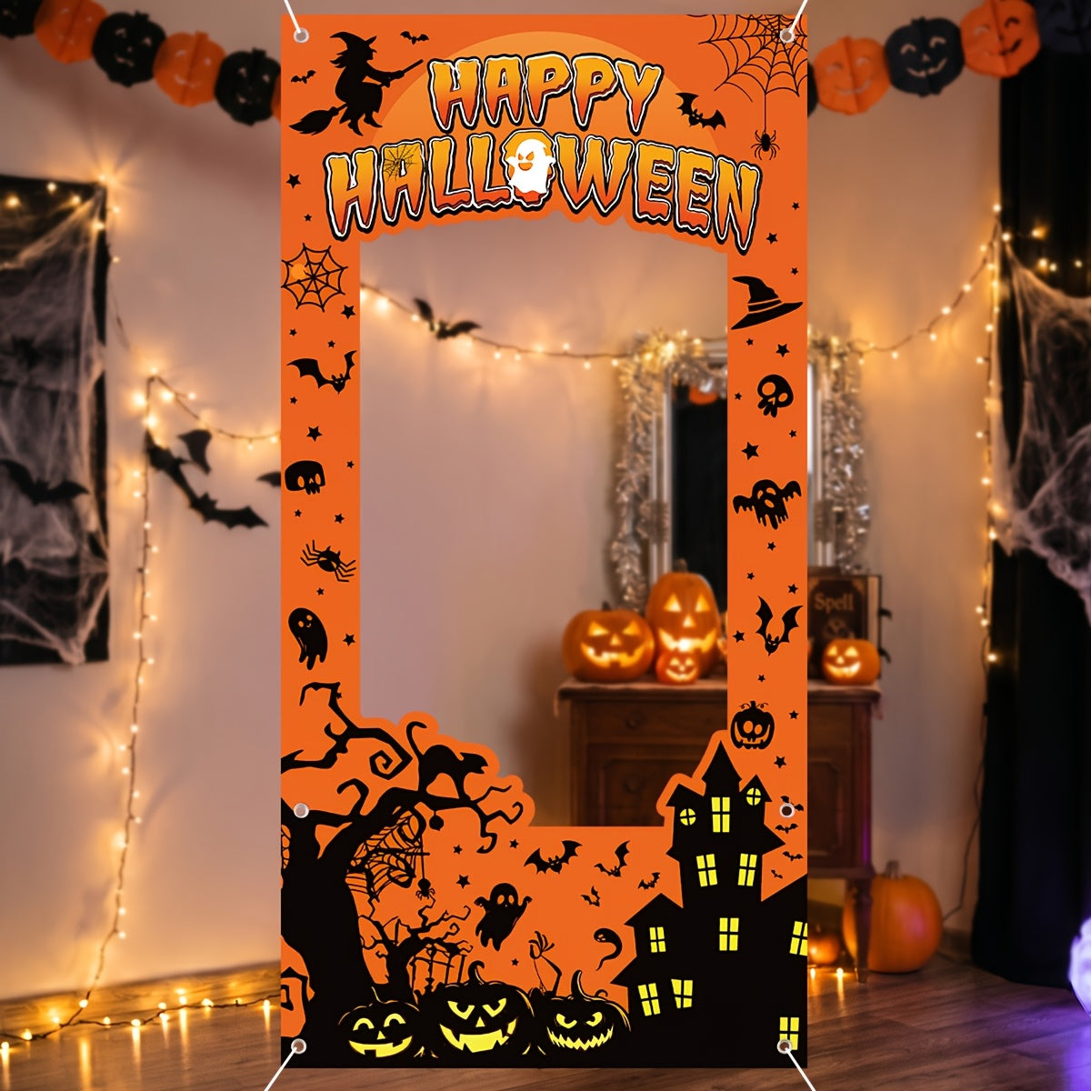 Trendbay 1Pcs Orange Halloween Photo Booth Frame