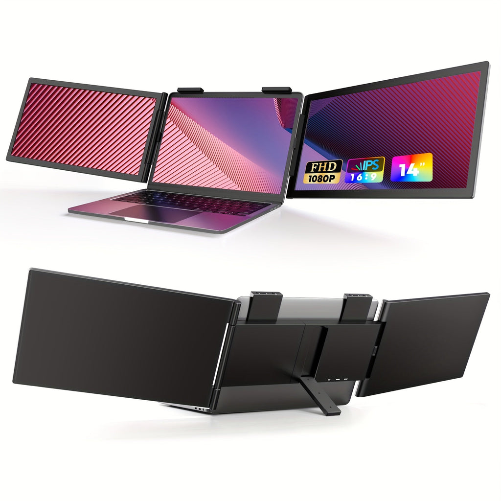 Trendbay 14" Portable Laptop Screen Extender – FHD 1080P Triple Monitor Display