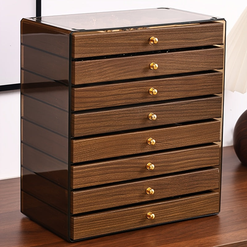 Trendbay 8-Layer Walnut Jewelry Box with Velvet Lining – Large Capacity Wooden Jewelry Organizer