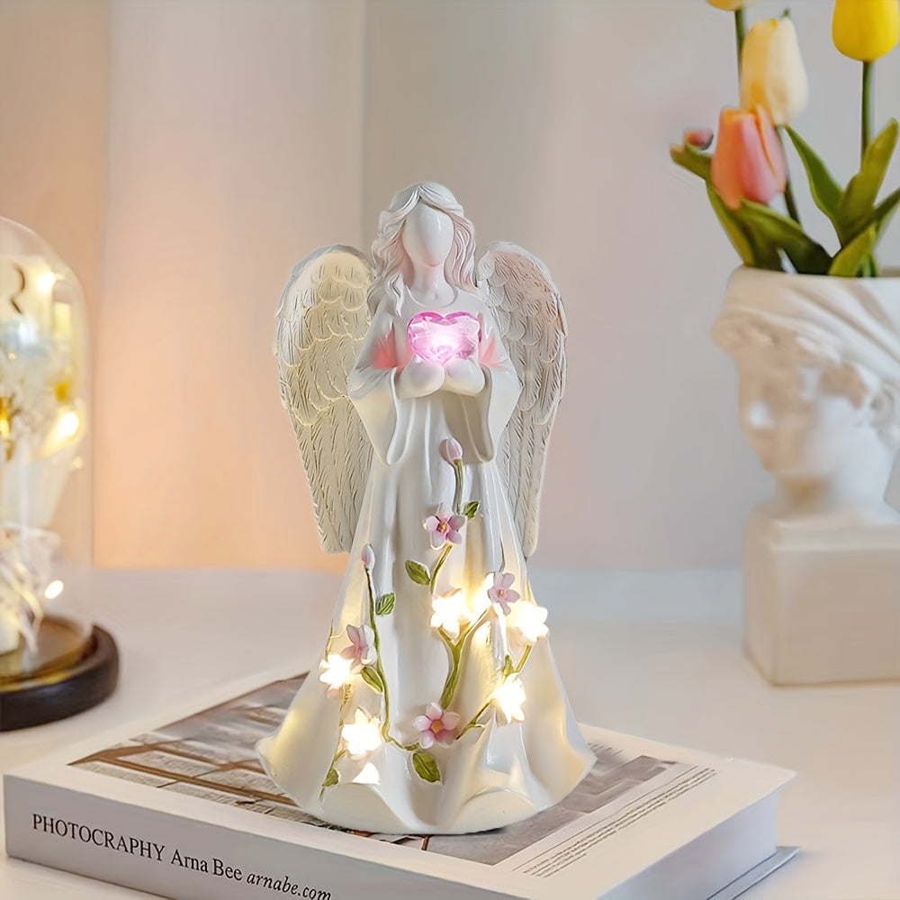 Trendbay LED Angel Figurine with Glowing Heart