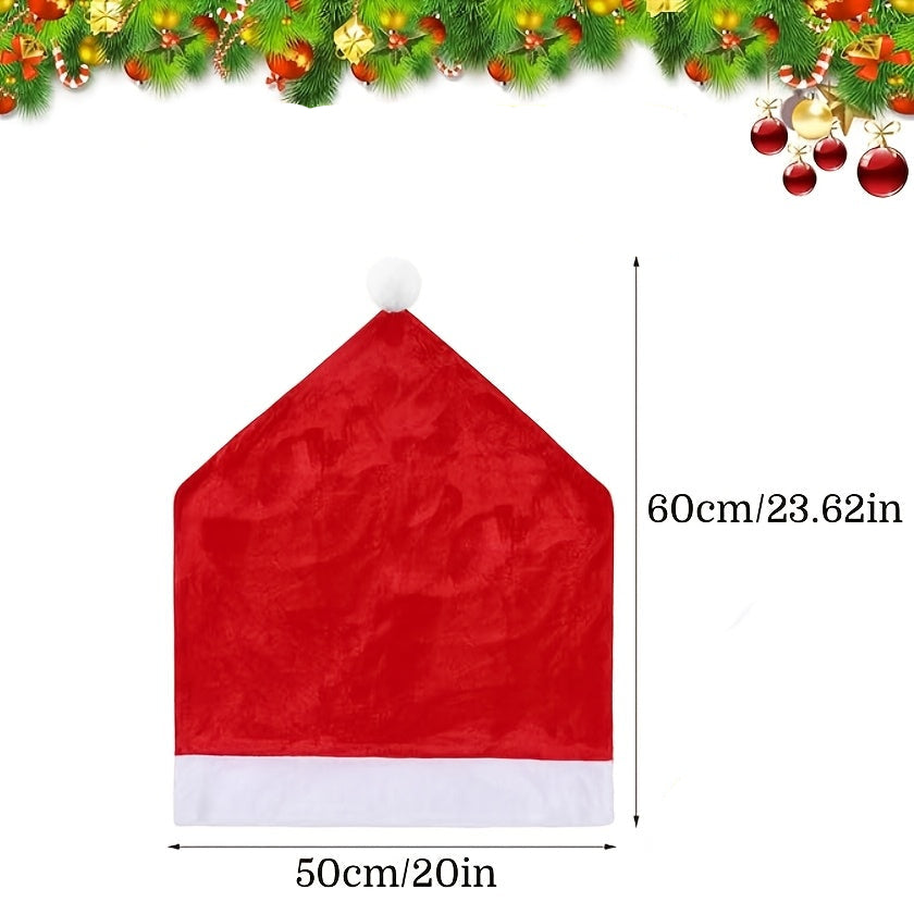 Trendbay 4pcs Red Santa Hat Chair Covers Velvet-Style