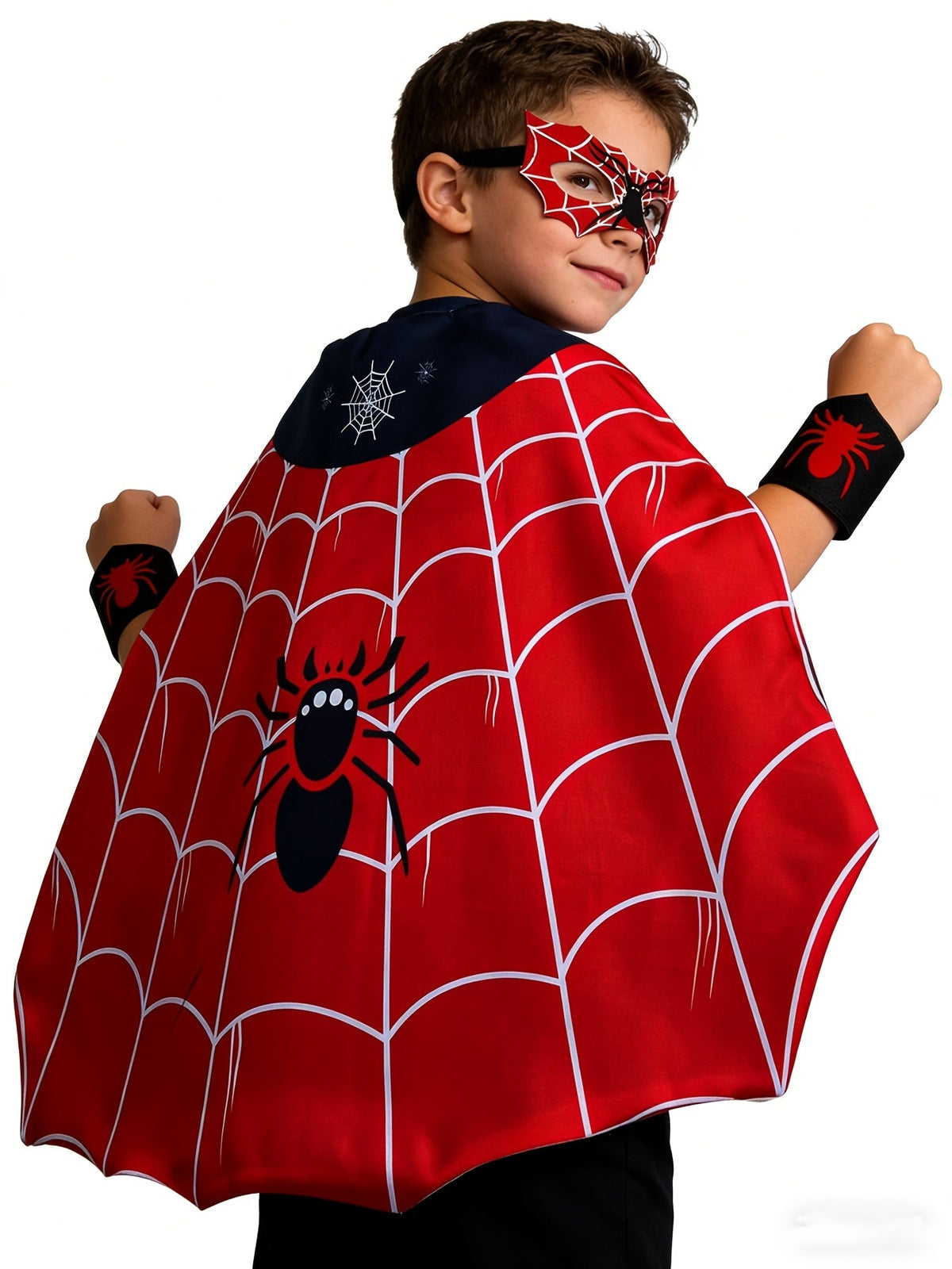 Trendbay Kids’ Spider Superhero Cloak Costume Set – 4pcs