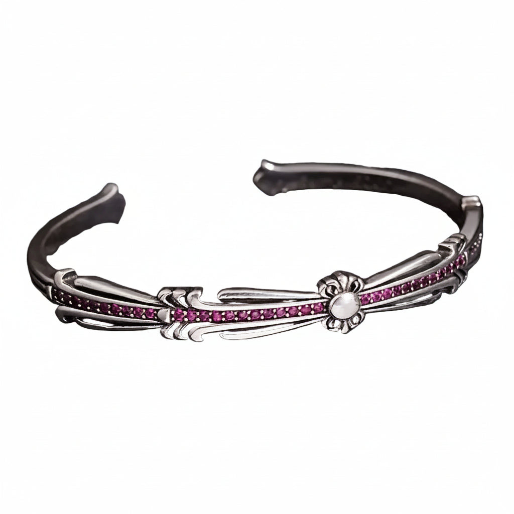 Trendbay Sterling Silver Purple Moissanite Bracelet – Italian-Style Adjustable Women's Jewelry