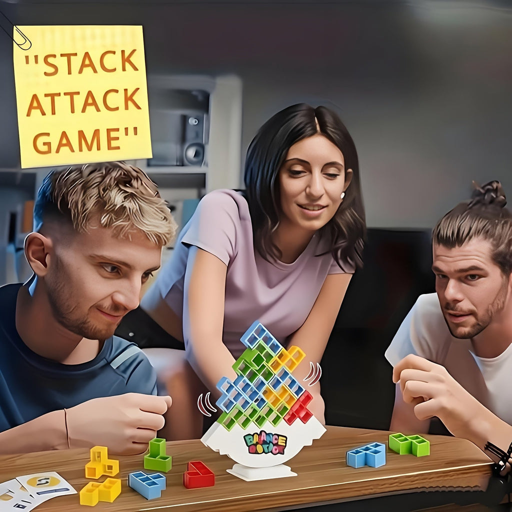 Trendbay 73pcs Balance Tower Stacking Colorful Plastic Tabletop Game