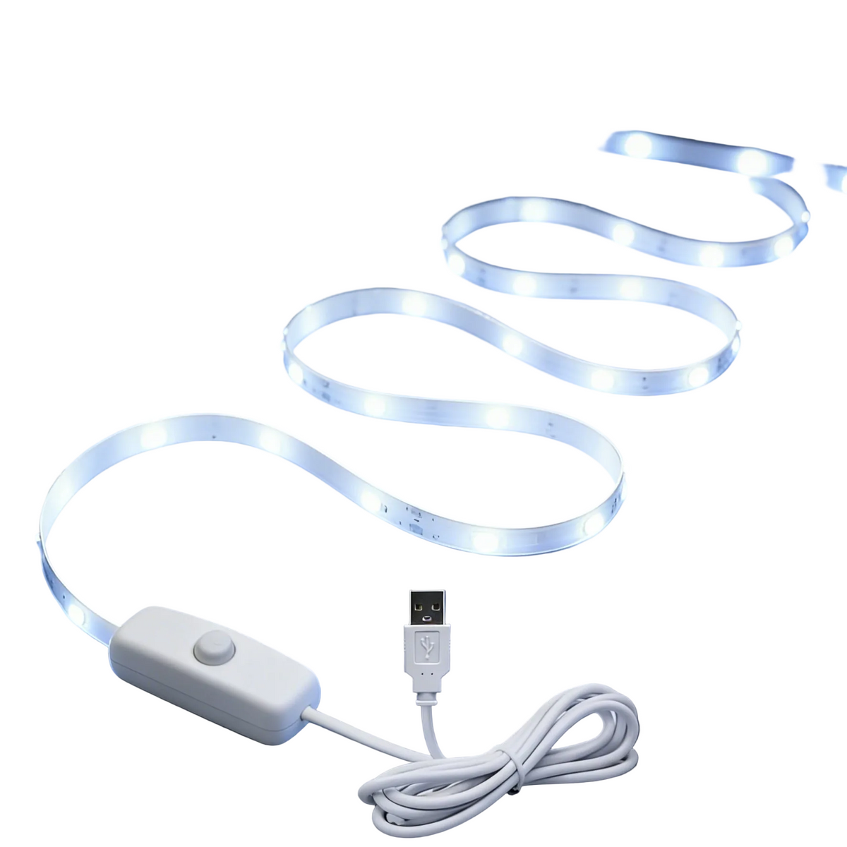 Trendbay 1M White LED Light Strip with Push-Button Switch