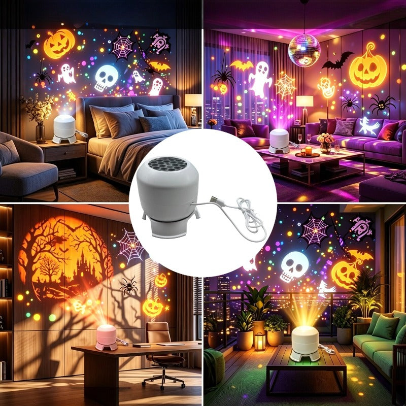 Trendbay Halloween Dynamic Projection Light USB-Powered 360° Rotating Multicolor